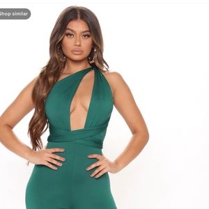 Sandra One Shoulder Jumpsuit - Emerald